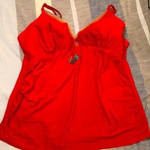 Cacique tankini top with colorful stitching sz 28